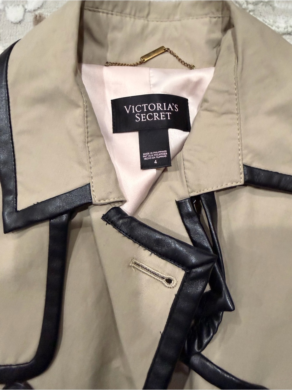 Victoria's Secret Beige Trench Coat with Pink Trim